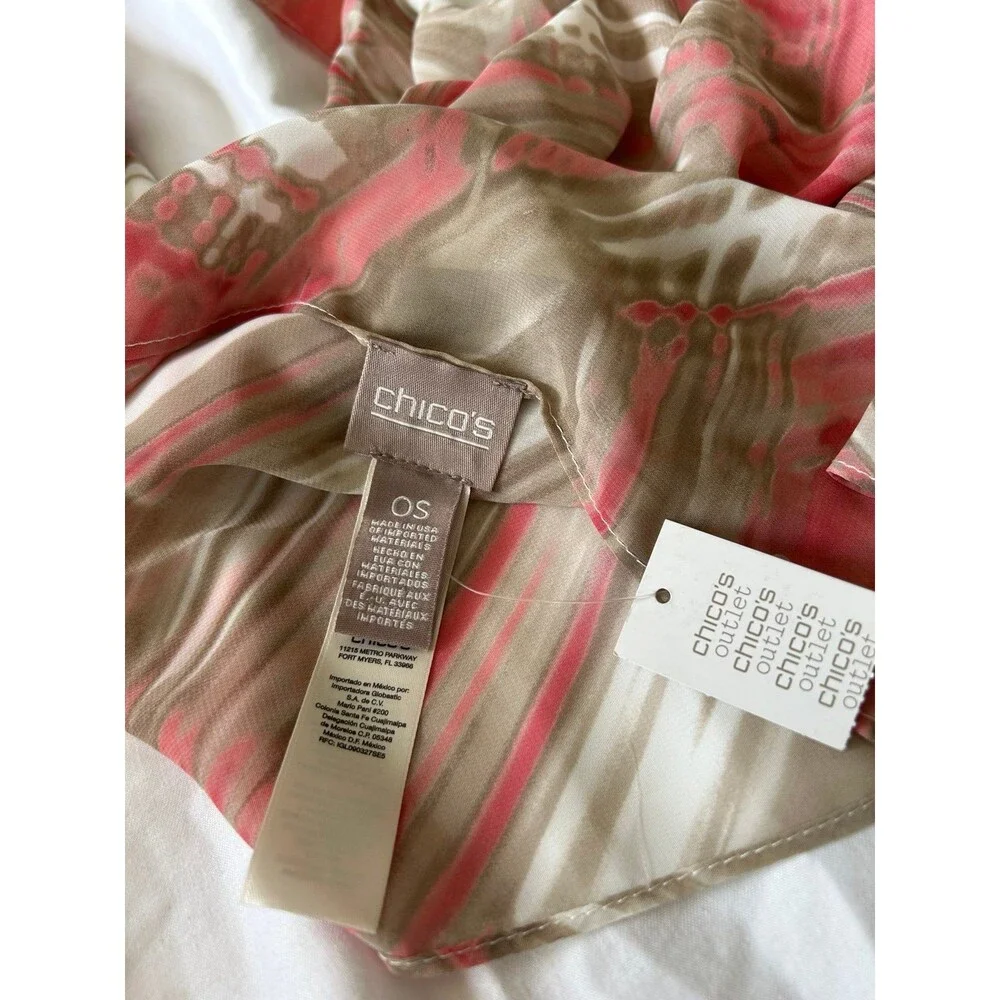 Chico's Vibrant Pink and Beige Scarf